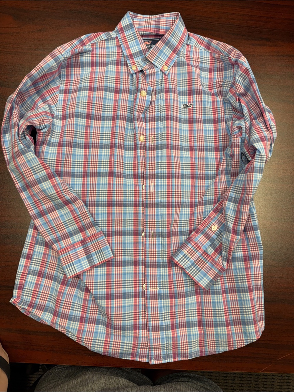 Vineyard Vines Men’s Red & Blue Plaid Button-Down Shirt
